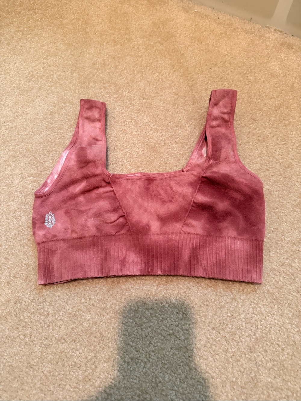 Free People Ribbed Wide-Strap Sports Bra - Rosewood Mahogany